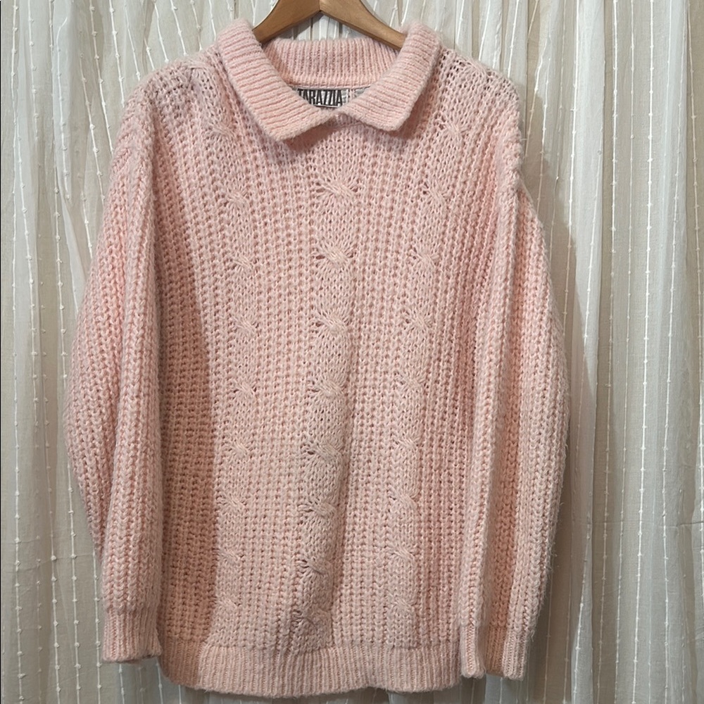 Vintage Pink Cable Knit Sweater